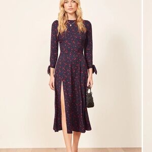 Reformation Zelda Dress - Floral Midi Dress with Slit - US M Good Condition
